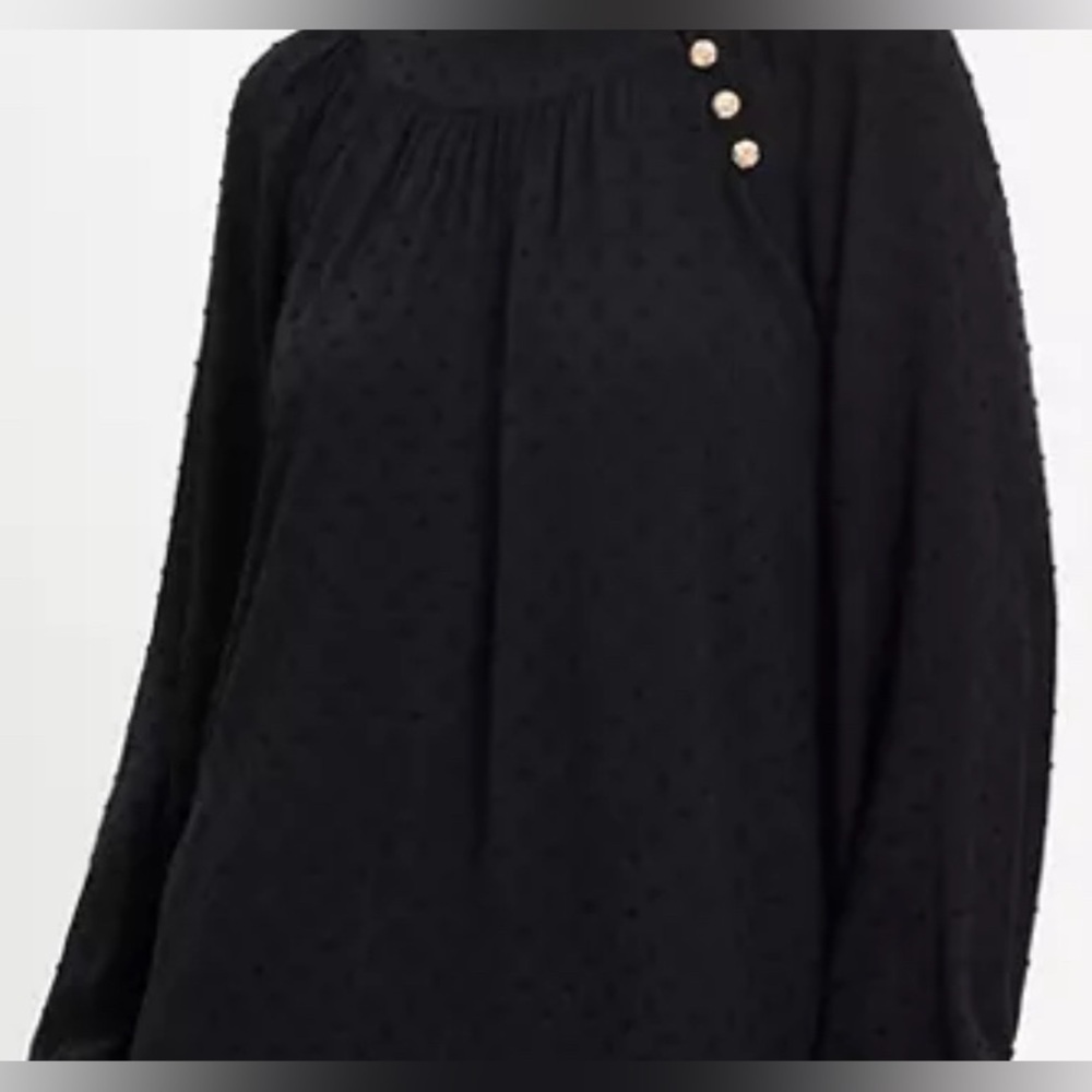 LOFT Classic Black Swing Dress with Metallic Button Details - Picture 2 of 4